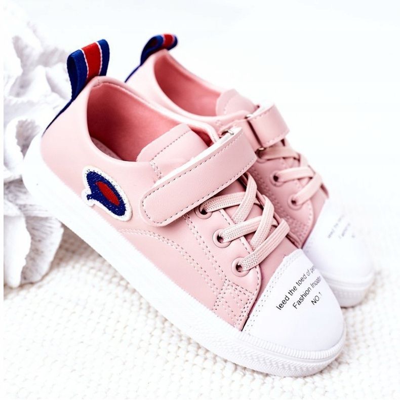 Apawwa Lasten vaaleanpunaiset sarjakuva Velcro -lenkkarit vaaleanpunainen 2