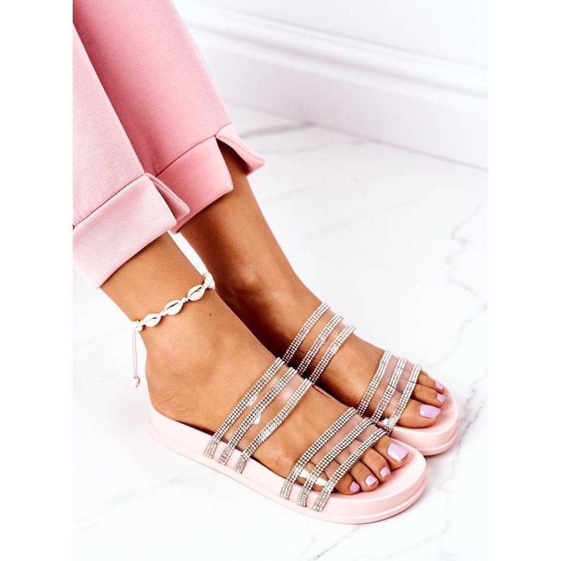 PS1 Kumiset tohvelit, joissa vaaleanpunainen kuutiometri Zirkonia Miss You 1