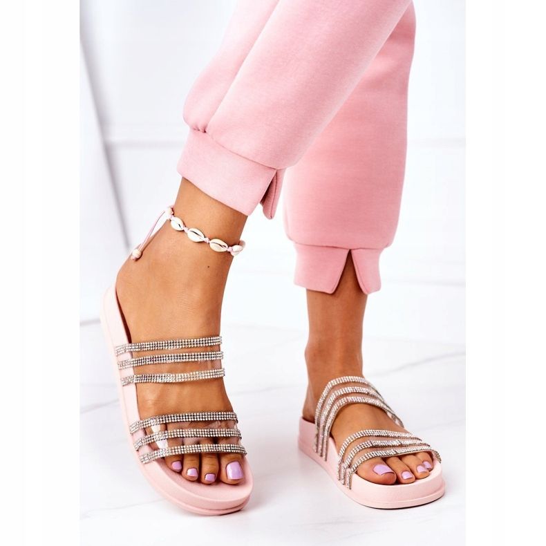 PS1 Kumiset tohvelit, joissa vaaleanpunainen kuutiometri Zirkonia Miss You 2