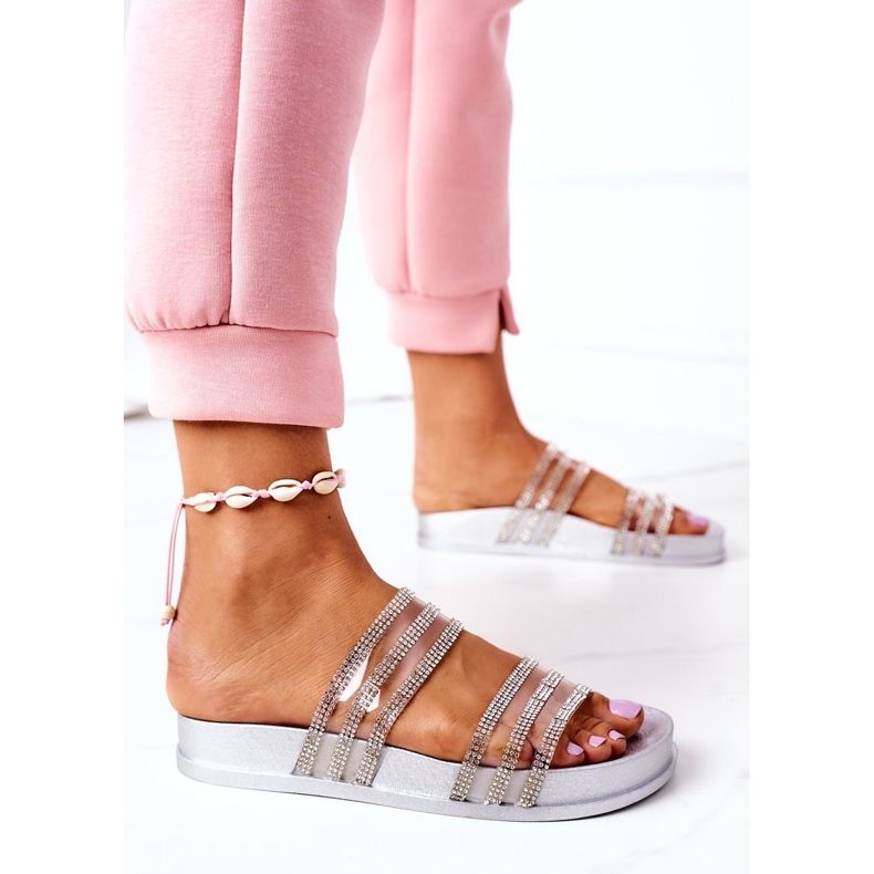 PS1 Kumiset tohvelit, joissa hopea kuutiometri Zirkonia Miss You 2