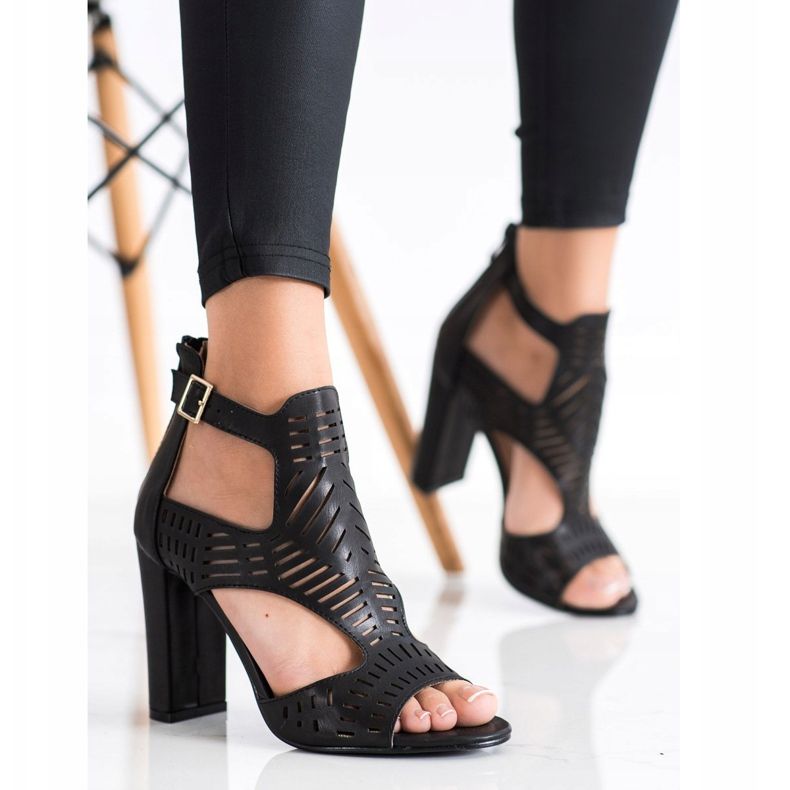 Renda Avoimet muoti sandaalit musta 1