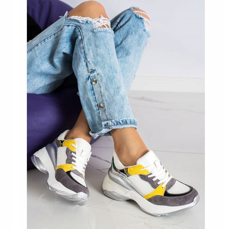 SHELOVET Tyylikkäät VALKOISET JA HARMAAT lenkkarit valkoinen 1