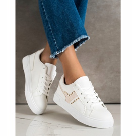 SHELOVET Sidotut kengät, joissa beige lisäosa valkoinen 2