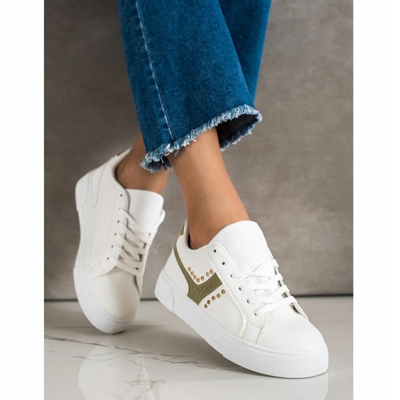 SHELOVET Sidotut kengät, joissa on vihreä insertti valkoinen 1