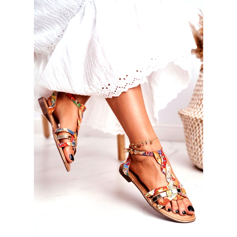 PS1 Naisten sandaalit Tyylikäs Oranssi Oriental Brooke monivärinen kultainen 4