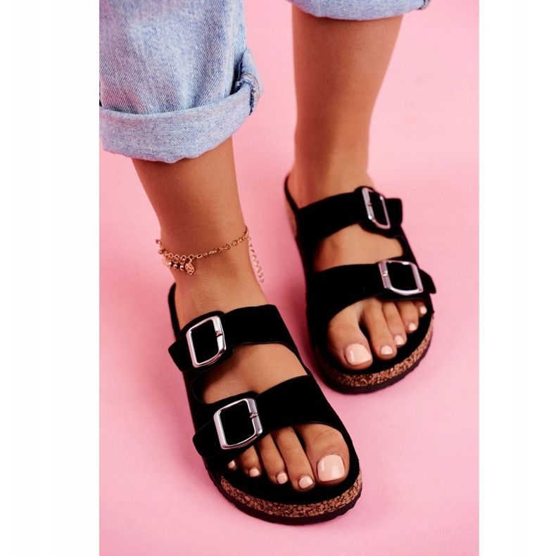 EVE Naisten tossut korkissa soljilla Musta Si Senor 4