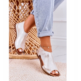 Nicole Naisten litteät nahkasandaalit Valkoinen Natalie kultainen 4