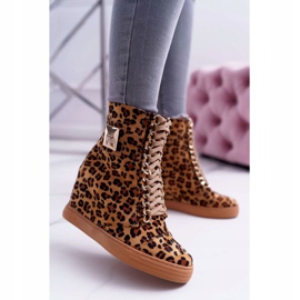 Naisten lenkkarit Lu Boo Gold Chain Suede Leopard Monica beige ruskea 2