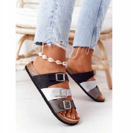 Nahkaprofiiliset tossut Big Star HH274588 musta ja hopea 5