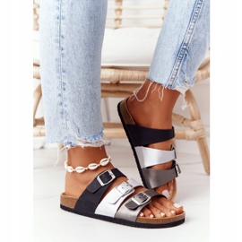 Nahkaprofiiliset tossut Big Star HH274588 musta ja hopea 4