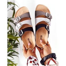 Nahkaprofiiliset tossut Big Star HH274588 musta ja hopea 1