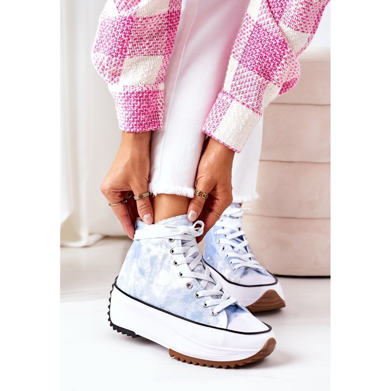 FJ1 Siniset lenkkarit lavalla tie-väriaineen sähköisellä rakkaustehosteella valkoinen sininen 1