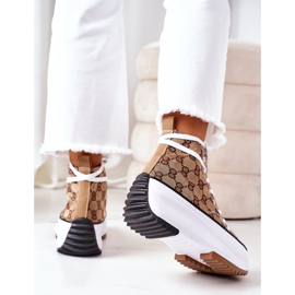 FJ1 Kirjautuneet lenkkarit Electric Love Brown -alustalla valkoinen ruskea 2