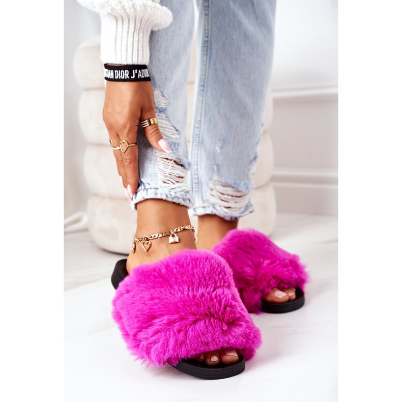 FJ1 Kumiset tohvelit pehmeää fuksiaa vaaleanpunainen 2