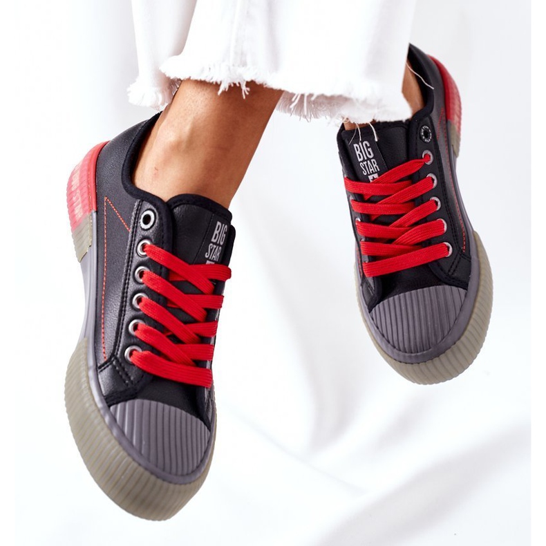 Naisten nahkakengät Big Star II274134 Musta punainen 1