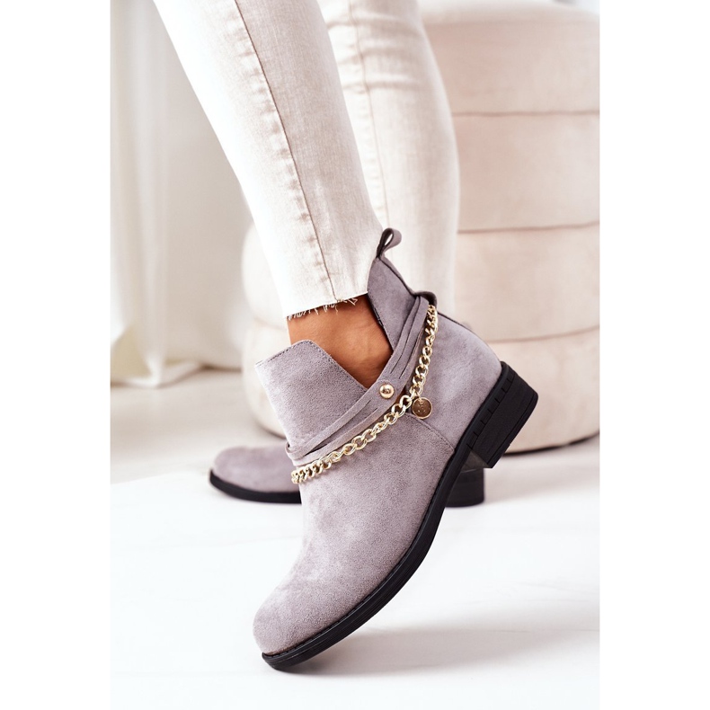 PS1 Suede saappaat ketjulla Harmaa Elvira 2