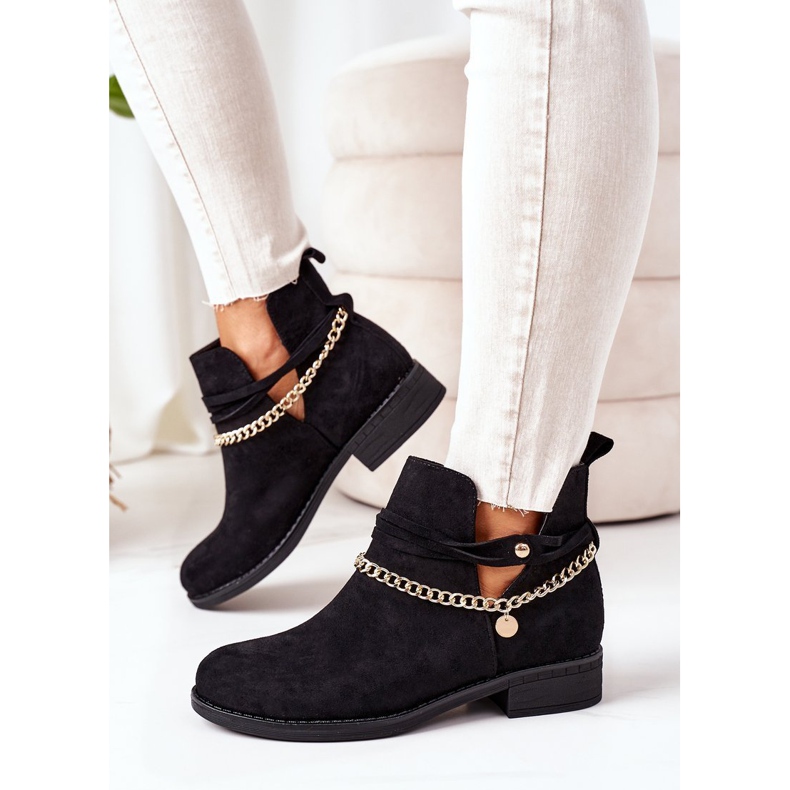 PS1 Mustat Elvira Suede -saappaat ketjulla 2