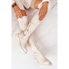 PS1 Nahkasaappaat polven yli Beige Selina 1