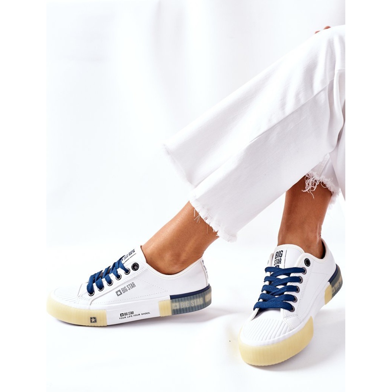 Naisten nahkakengät Big Star II274132 Valkoinen laivastonsininen 1