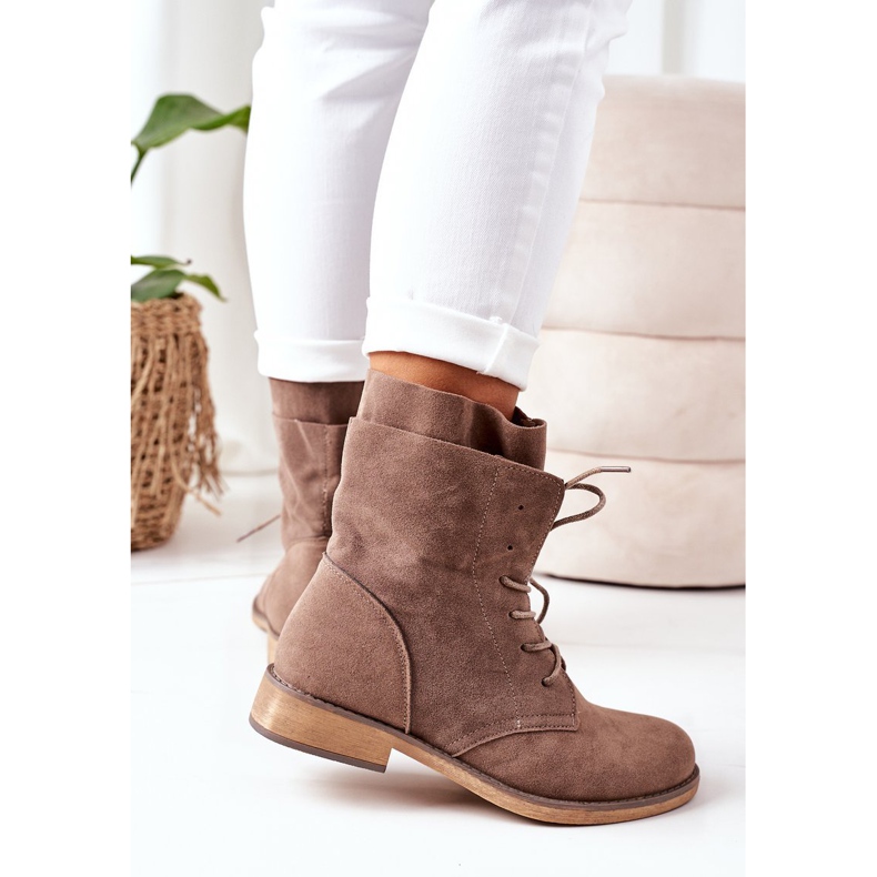 PS1 Saappaat, joissa kaksinkertainen päällinen Vaaleanruskea Violetta khaki 1