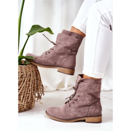 PS1 Saappaat, joissa kaksinkertainen varsi Taupe Violetta harmaa 1