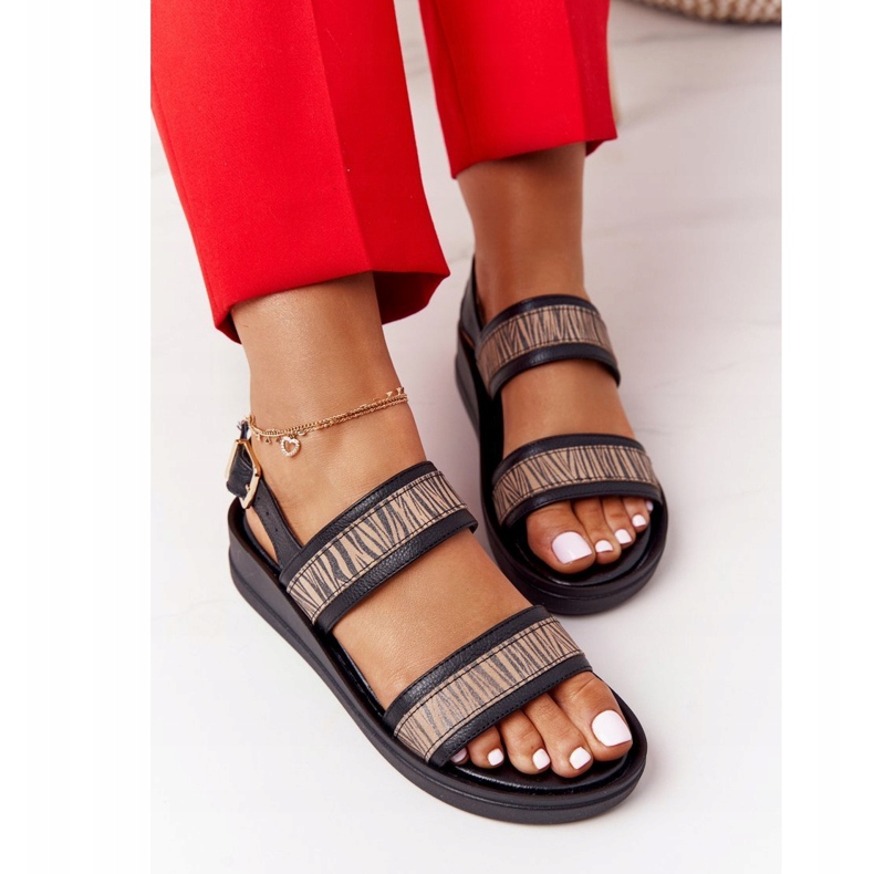 Nahkaiset kiilahihnat Laura Messi 2232 Musta beige 3