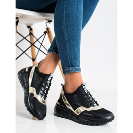 S. BARSKI Nahkaiset lenkkarit, S.BARSKI musta kultainen 2