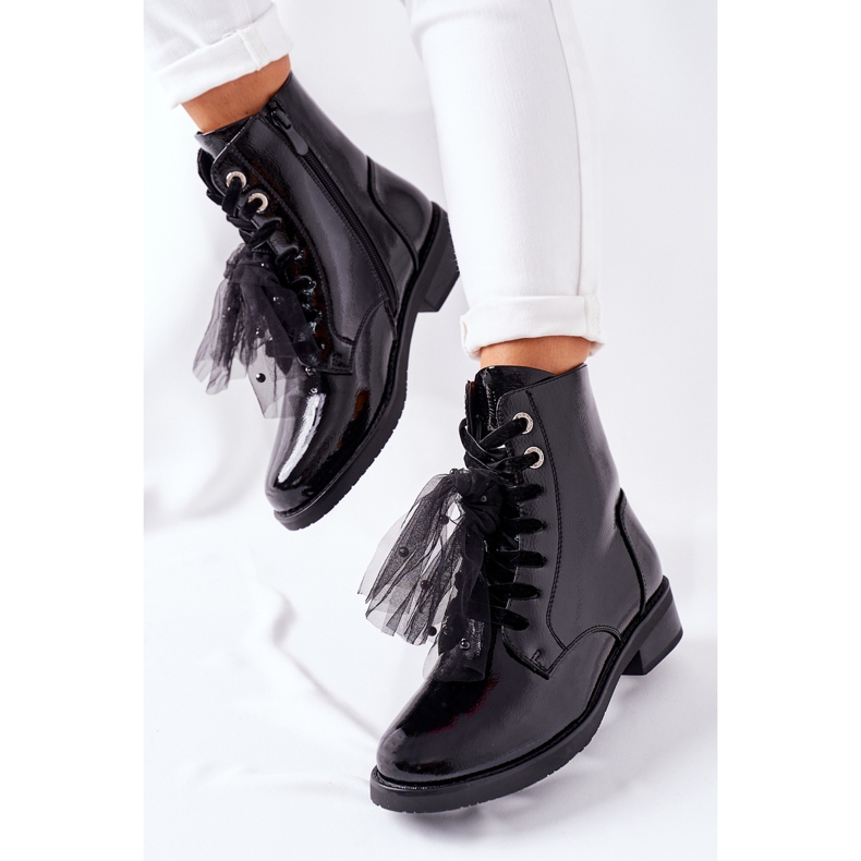 S.Barski Klassiset naisten mustat lämpimät lakatut saappaat La Grotta 2