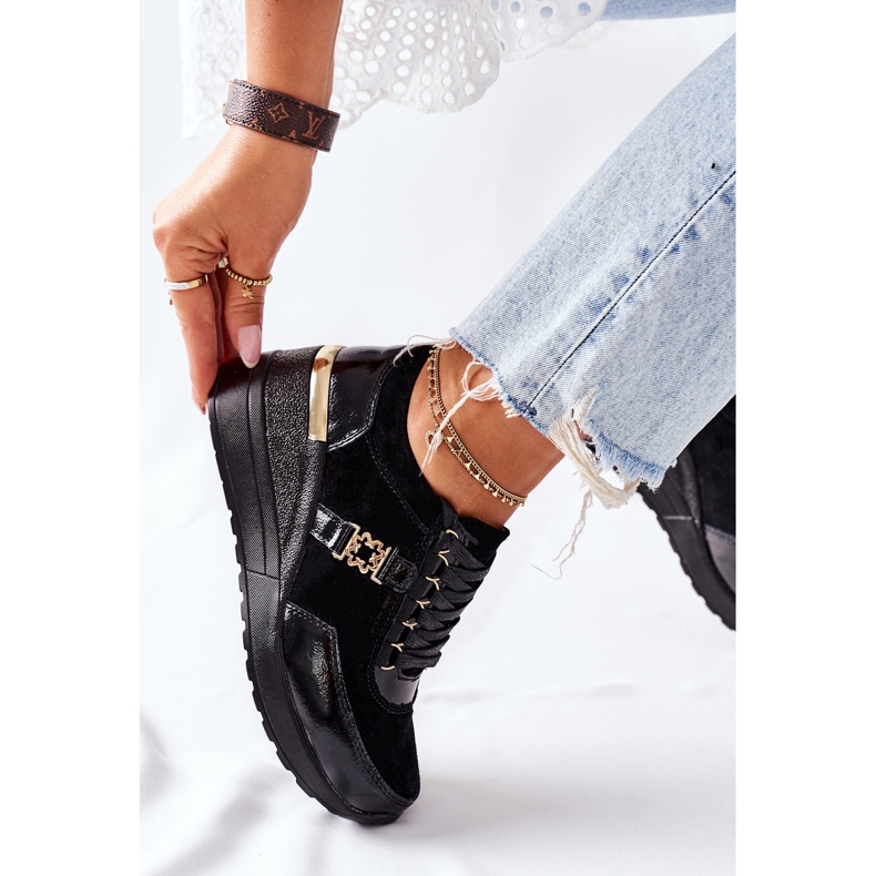 S.Barski Naisten nahkaiset kiilakengät musta Montessori 2