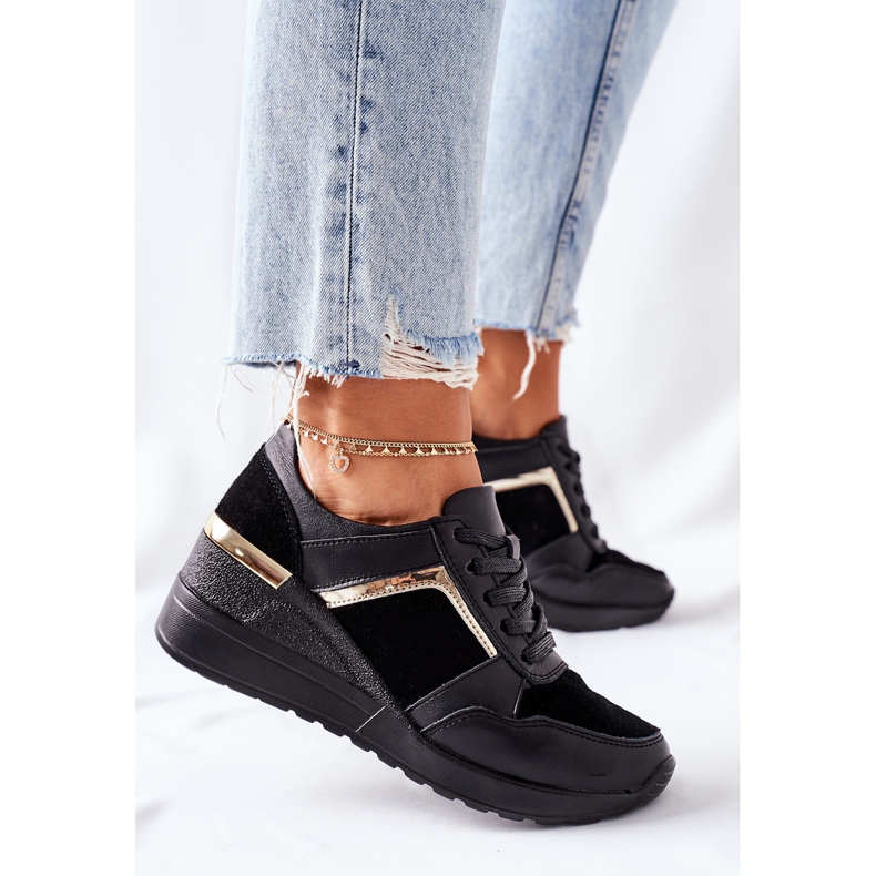 S.Barski Naisten nahkaiset kiilakengät musta Manitoba 1