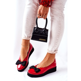 Nahka ballerinat alustalla Maciejka 05062-08 Punainen musta 2