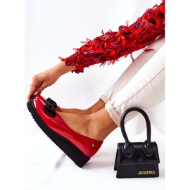 Nahka ballerinat alustalla Maciejka 05062-08 Punainen musta 1