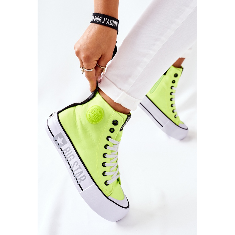 Korkeat tennarit Big Star II274015 Neon keltaisella alustalla keltainen 2