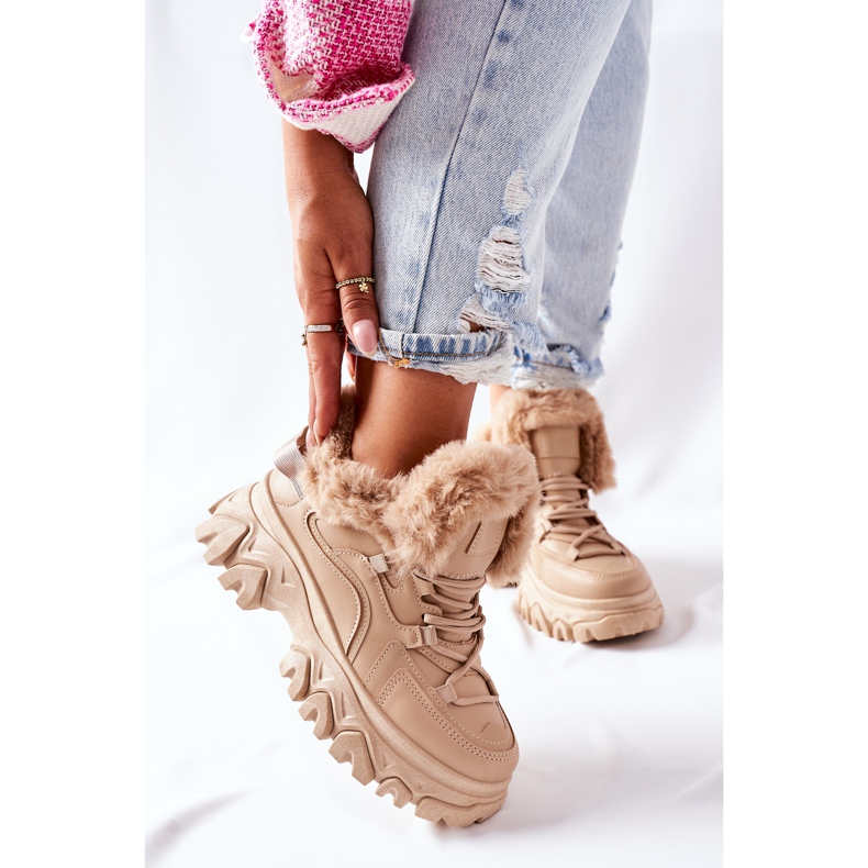 BM Naisten beige lämmin saappaat Limerick khaki 2