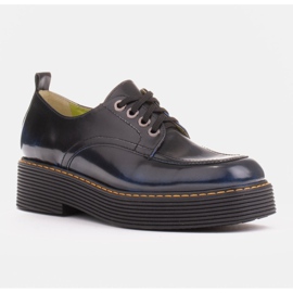 Marco Shoes Chiara -naamarit harjattua nahkaa musta sininen 1