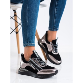 VINCEZA Tennarit vetoketjulla musta kultainen 2