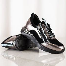 VINCEZA Tennarit vetoketjulla musta kultainen 1