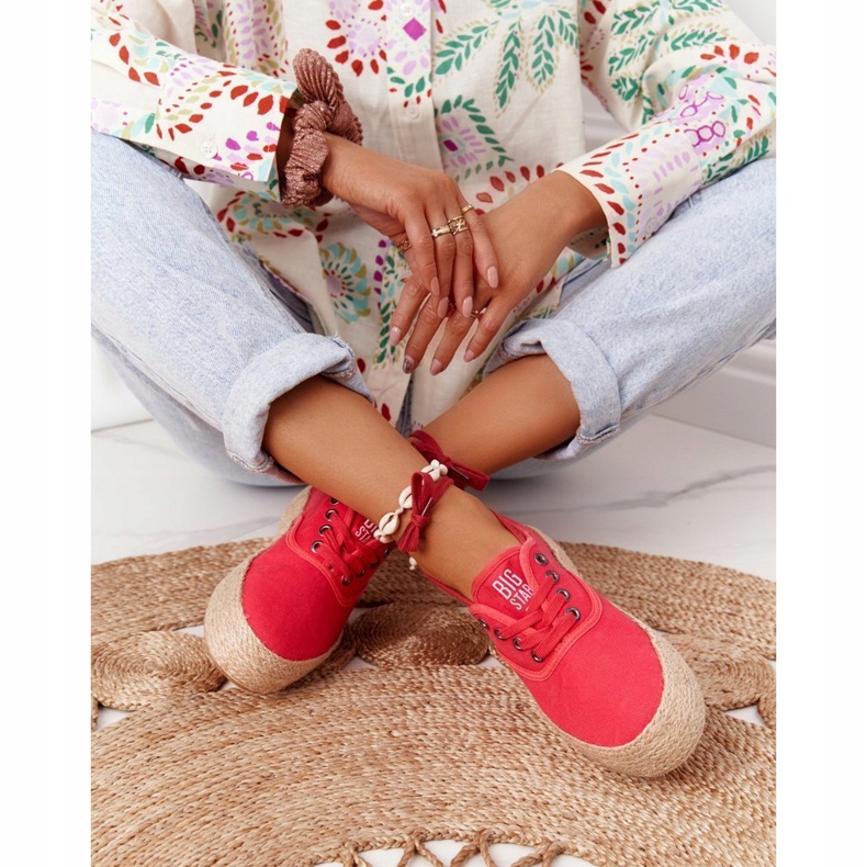 Pitsiset espadrillot punotulla alustalla Big Star FF274141 Red punainen 3