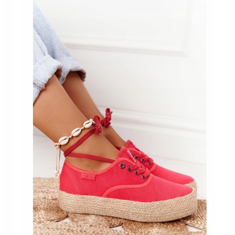 Pitsiset espadrillot punotulla alustalla Big Star FF274141 Red punainen 4