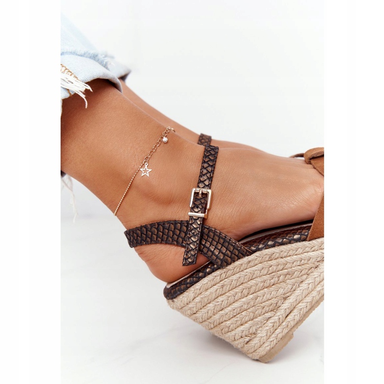 Nahkaiset Wedge -sandaalit Big Star HH274377 Ruskea 5