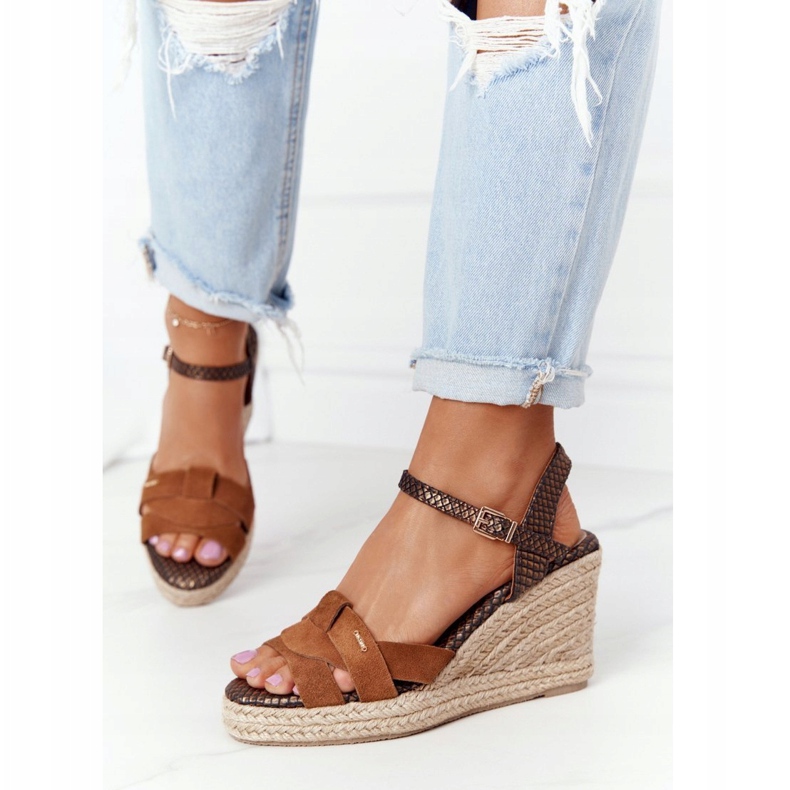 Nahkaiset Wedge -sandaalit Big Star HH274377 Ruskea 2