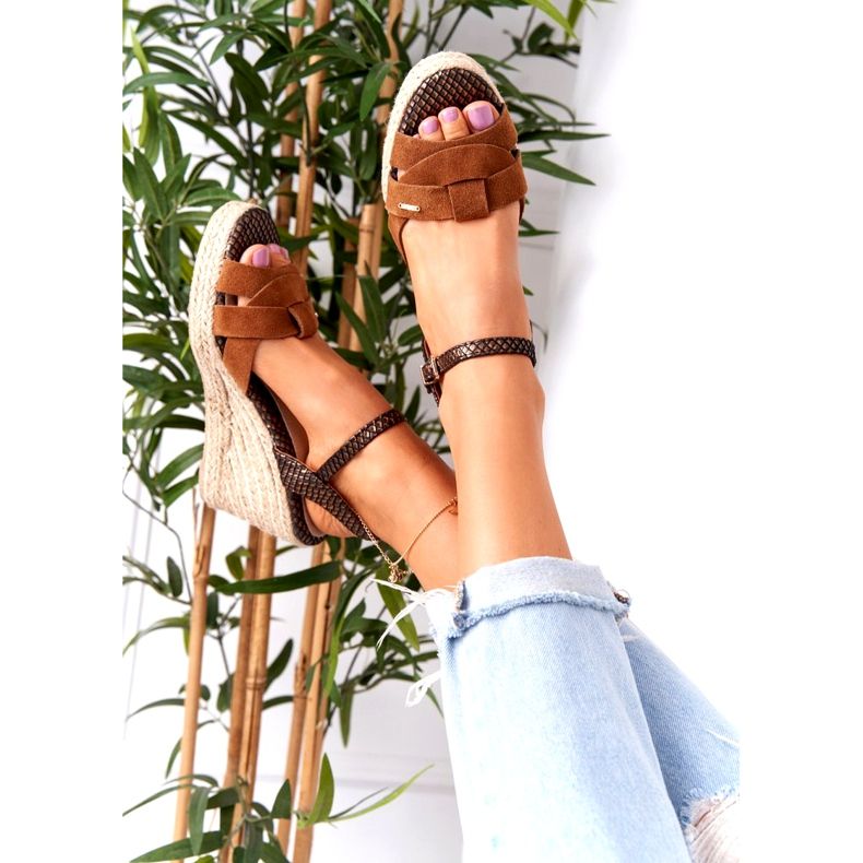 Nahkaiset Wedge -sandaalit Big Star HH274377 Ruskea 1