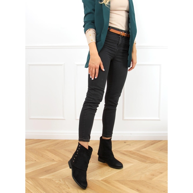 Musta saappaat piilotettu kiila kantapää D7719 musta 1