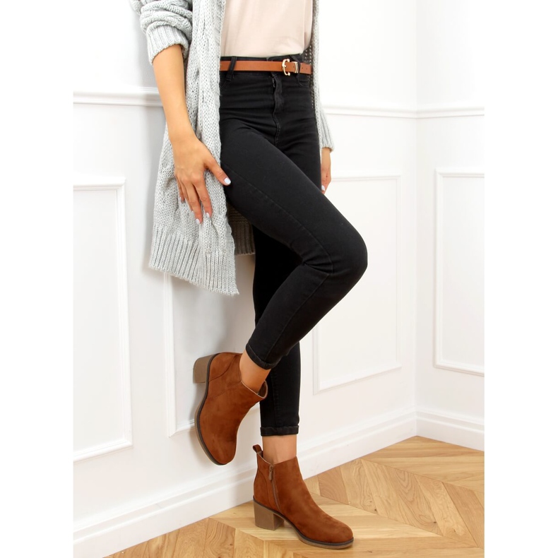 Ruskeat leveäkorkoiset saappaat 9B1003 Khaki 2