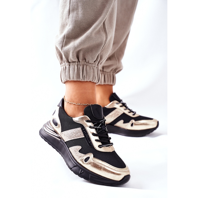 Vinceza Naisten urheilukengät Musta ja kultainen Manitoba 2