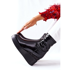 S.Barski Naisten saappaat Wedge -lakatulla mustalla terapialla 1