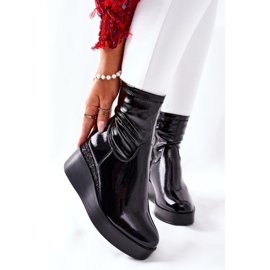 S.Barski Naisten saappaat Wedge -lakatulla mustalla terapialla 2