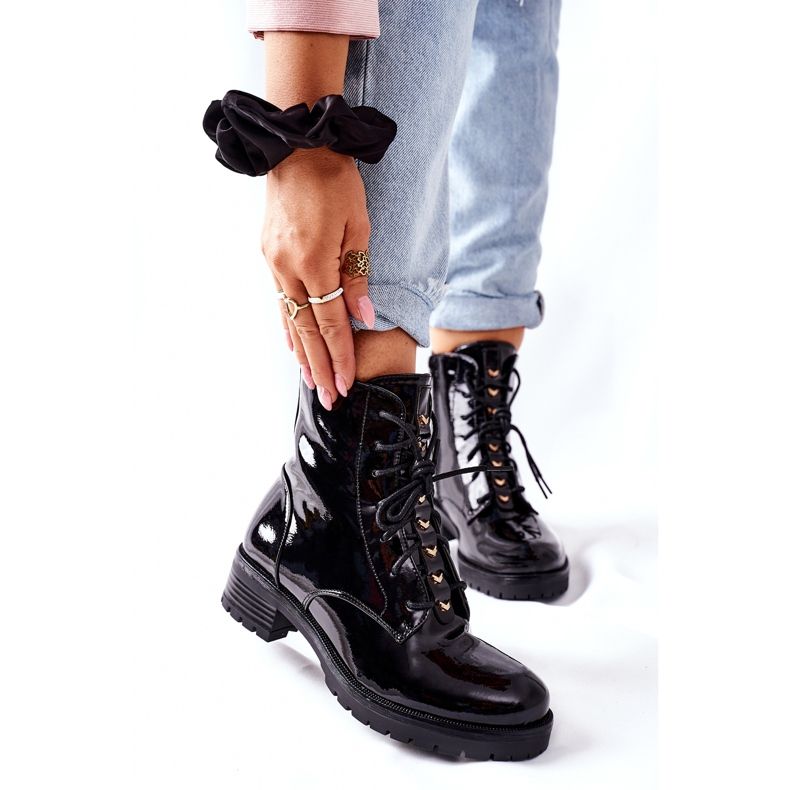 S.Barski Naisten saappaat lakattu musta Maniana 2