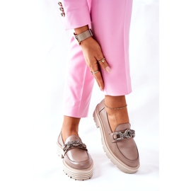 Naisten Brogues Loaferit Nahka Tummanbeige Laura Messi 2383 2