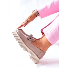 Naisten Brogues Loaferit Nahka Tummanbeige Laura Messi 2383 1